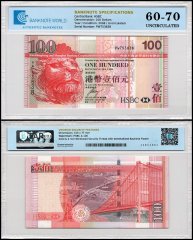 Hong Kong - HSBC 100 Dollars Banknote, 2008, P-209e, UNC, TAP 60-70 Authenticated