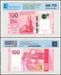 Hong Kong - Standard Chartered Bank 100 Dollars Banknote, 2020, P-304b, UNC, TAP 60-70 Authenticated
