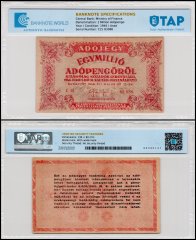 Hungary 1 Million Adopengo Banknote, 1946, P-140b.1, Used, TAP Authenticated