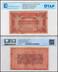 Hungary 1 Million Adopengo Banknote, 1946, P-140b.3, Used, TAP Authenticated
