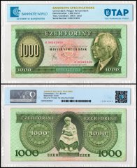 Hungary 1,000 Forint Banknote, 1983, P-173b, Used, TAP Authenticated