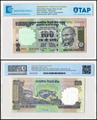 India 100 Rupees Banknote, 2010, P-98x, UNC, Plate Letter F, TAP Authenticated