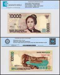 Indonesia 10,000 Rupiah Banknote, 1999, P-137b, UNC, TAP Authenticated