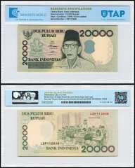 Indonesia 20,000 Rupiah Banknote, 1999, P-138b, UNC, TAP Authenticated