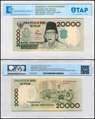Indonesia 20,000 Rupiah Banknote, 2003, P-138f, UNC, TAP Authenticated