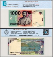 Indonesia 1,000 Rupiah Banknote, 2013, P-141m, UNC, Radar Serial #, TAP Authenticated