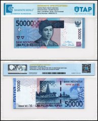 Indonesia 50,000 Rupiah Banknote, 2016, P-152g.1, UNC, TAP Authenticated
