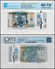 Jamaica 2,000 Dollars Banknote, 2022, P-100, UNC, Commemorative, Polymer, TAP 60-70 Authenticated