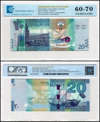 Kuwait 20 Dinars Banknote, 2014 ND, P-34a.2, UNC, TAP 60-70 Authenticated