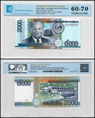 Laos 2,000 Kip Banknote, 2011, P-41, UNC, TAP 60-70 Authenticated