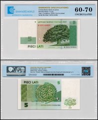 Latvia 5 Lati Banknote, 2009, P-53c, UNC, TAP 60-70 Authenticated