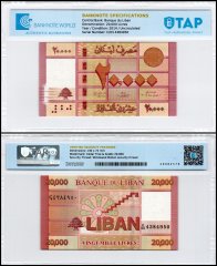 Lebanon 20,000 Livres Banknote, 2014, P-93b, UNC, TAP Authenticated