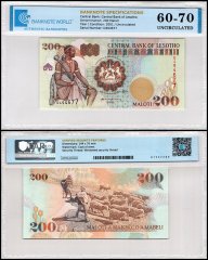 Lesotho 200 Maloti Banknote, 2001, P-20b, UNC, TAP 60-70 Authenticated