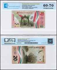 Mexico 20 Pesos Banknote, 2022, P-132h.1, UNC, Commemorative, Polymer, TAP 60-70 Authenticated