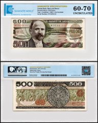 Mexico 500 Pesos Banknote, 1983, P-79a.29, UNC, Series DP, TAP 60-70 Authenticated