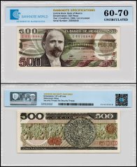 Mexico 500 Pesos Banknote, 1984, P-79b.16, UNC, Series EF, TAP 60-70 Authenticated