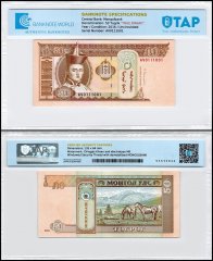Mongolia 50 Tugrik Banknote, 2016, P-64d, UNC, True Binary Serial #, TAP Authenticated