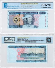 Myanmar 1,000 Kyats Banknote, 2019 ND, P-86, UNC, TAP 60-70 Authenticated