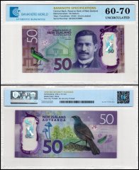 New Zealand 50 Dollars Banknote, 2018, P-194a.2, UNC, Polymer, TAP 60-70 Authenticated