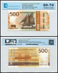 Norway 500 Kroner Banknote, 2018, P-56, UNC, TAP 60-70 Authenticated