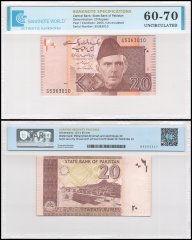 Pakistan 20 Rupees Banknote, 2005, P-46a, UNC, TAP 60-70 Authenticated