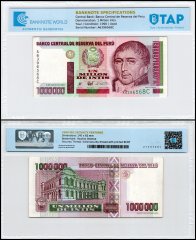 Peru 1 Million Intis Banknote, 1990, P-148, Used, TAP Authenticated