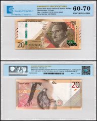 Peru 20 Soles Banknote, 2019, P-197, UNC, TAP 60-70 Authenticated