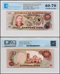Philippines 10 Piso Banknote, 1981, P-167a.2, UNC, Commemorative, TAP 60-70 Authenticated