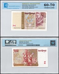 Portugal 500 Escudos Banknote, 2000, P-187c, UNC, TAP 60-70 Authenticated