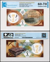 Qatar 22 Riyals Banknote, 2022, P-39, UNC, Commemorative, Polymer, TAP 60-70 Authenticated