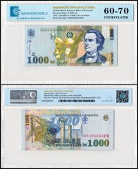 Romania 1,000 Lei Banknote, 1998, P-106a.2, UNC, TAP 60-70 Authenticated