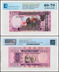 Rwanda 5,000 Francs Banknote, 2004, P-33s, UNC, Specimen, TAP 60-70 Authenticated