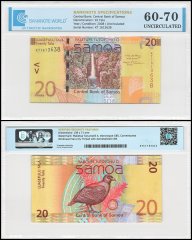 Samoa 20 Tala Banknote, 2008 ND, P-40a, UNC, Commemorative, TAP 60-70 Authenticated