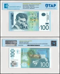 Serbia 500 Dinara Banknote, 2012, P-59b, UNC, TAP Authenticated Serbia 500 Dinara Banknote, 2012, P-59b, UNC, TAP Authenticated