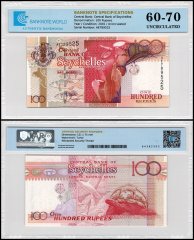 Seychelles 100 Rupees Banknote, 2001 ND, P-40a, UNC, TAP 60-70 Authenticated