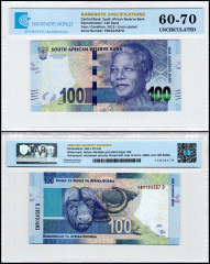 South Africa 100 Rand Banknote, 2015 ND, P-141b, UNC, TAP 60-70 Authenticated