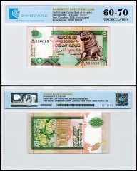 Sri Lanka 10 Rupees Banknote, 2006, P-108f, UNC, Radar Serial #M/580 526625, TAP 60-70 Authenticated