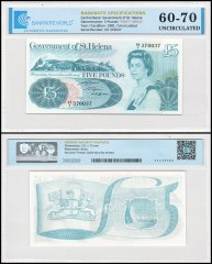 St. Helena 5 Pounds Banknote, 1981 ND, P-7b, UNC, Fancy Serial #H/I 370037, TAP 60-70 Authenticated