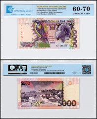St. Thomas & Prince 5,000 Dobras Banknote, 1996, P-65d, UNC, TAP 60-70 Authenticated