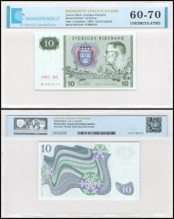 Sweden 10 Kronor Banknote, 1981, P-52e.2, UNC, TAP 60-70 Authenticated