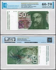 Switzerland 50 Francs Banknote, 1988, P-56h.2, UNC, TAP 60-70 Authenticated