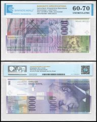 Switzerland 1,000 Francs Banknote, 2006, P-74c.2, UNC, TAP 60-70 Authenticated