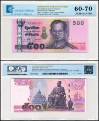 Thailand 500 Baht Banknote, 2001 ND, P-107a.7, UNC, TAP 60-70 Authenticated