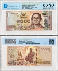 Thailand 1,000 Baht Banknote, 2015 ND, P-122a.1, UNC, TAP 60-70 Authenticated