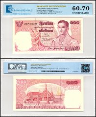 Thailand 100 Baht Banknote, 1969-1978 ND, P-85a.3, UNC, TAP 60-70 Authenticated