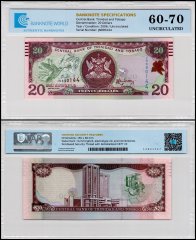Trinidad & Tobago 20 Dollars Banknote, 2006, P-49b, UNC, TAP 60-70 Authenticated