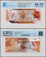 Trinidad & Tobago 50 Dollars Banknote, 2020, P-64, UNC, Polymer, TAP 60-70 Authenticated