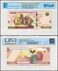 Uzbekistan 100,000 Sum Banknote, 2021, P-92, UNC, TAP 60-70 Authenticated