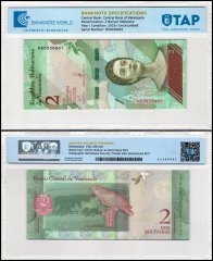 Venezuela 2 Bolivar Soberano Banknote, 2018, P-101a, UNC, TAP 60-70 Authenticated