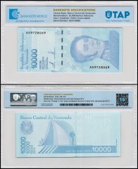 Venezuela 10,000 Bolivar Soberano Banknote, 2019, P-109a.2, UNC, TAP Authenticated